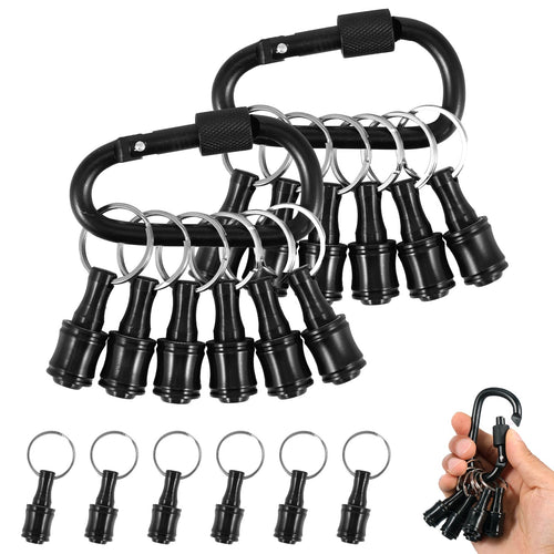 24Pcs Bit Holder Keychain 1/4inch Hex Shaft Screwdriver Bit Holder Portable Extension Bar Keychain Screw Adapter Aluminum Alloy Drill Extension Bit Holder with 4 Carabiner for Screw Driver