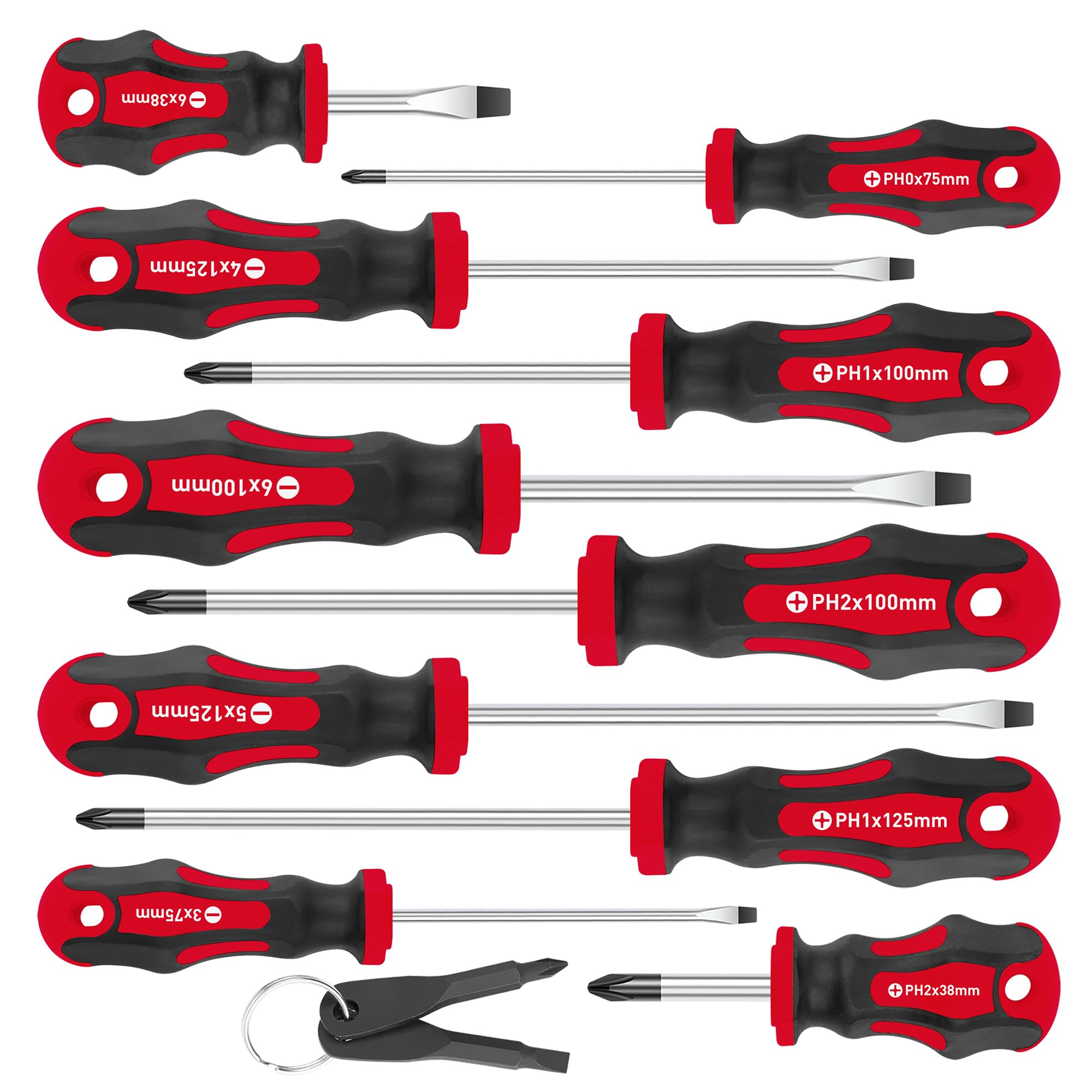 Amartisan 10-Piece Magnetic Screwdrivers Set, 5 Phillips and 5 Slotted Tips Professional Cushion Grip Screwdriver Set 2pcs Portable Multifunction Key Mini Screwdriver (Yellow)