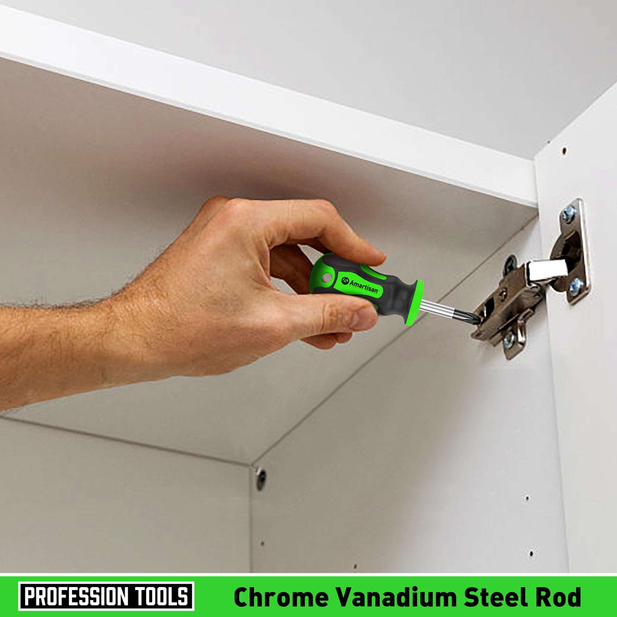 Amartisan 10-Piece Magnetic Screwdrivers Set, 5 Phillips and 5 Slotted Tips Professional Cushion Grip Screwdriver Set 2pcs Portable Multifunction Key Mini Screwdriver (Yellow)