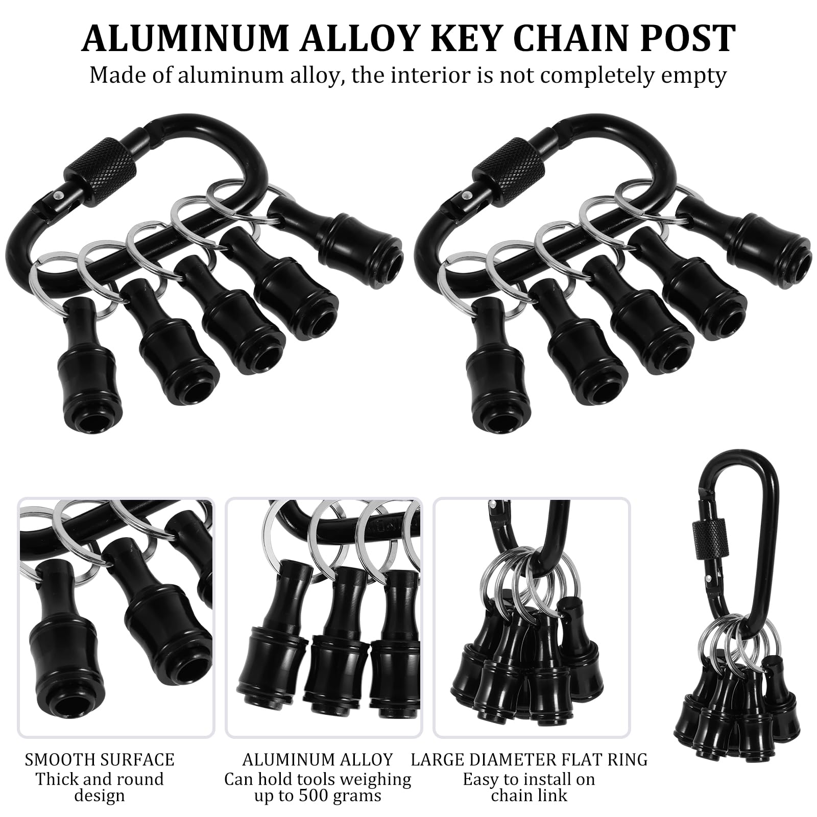 24Pcs Bit Holder Keychain 1/4inch Hex Shaft Screwdriver Bit Holder Portable Extension Bar Keychain Screw Adapter Aluminum Alloy Drill Extension Bit Holder with 4 Carabiner for Screw Driver
