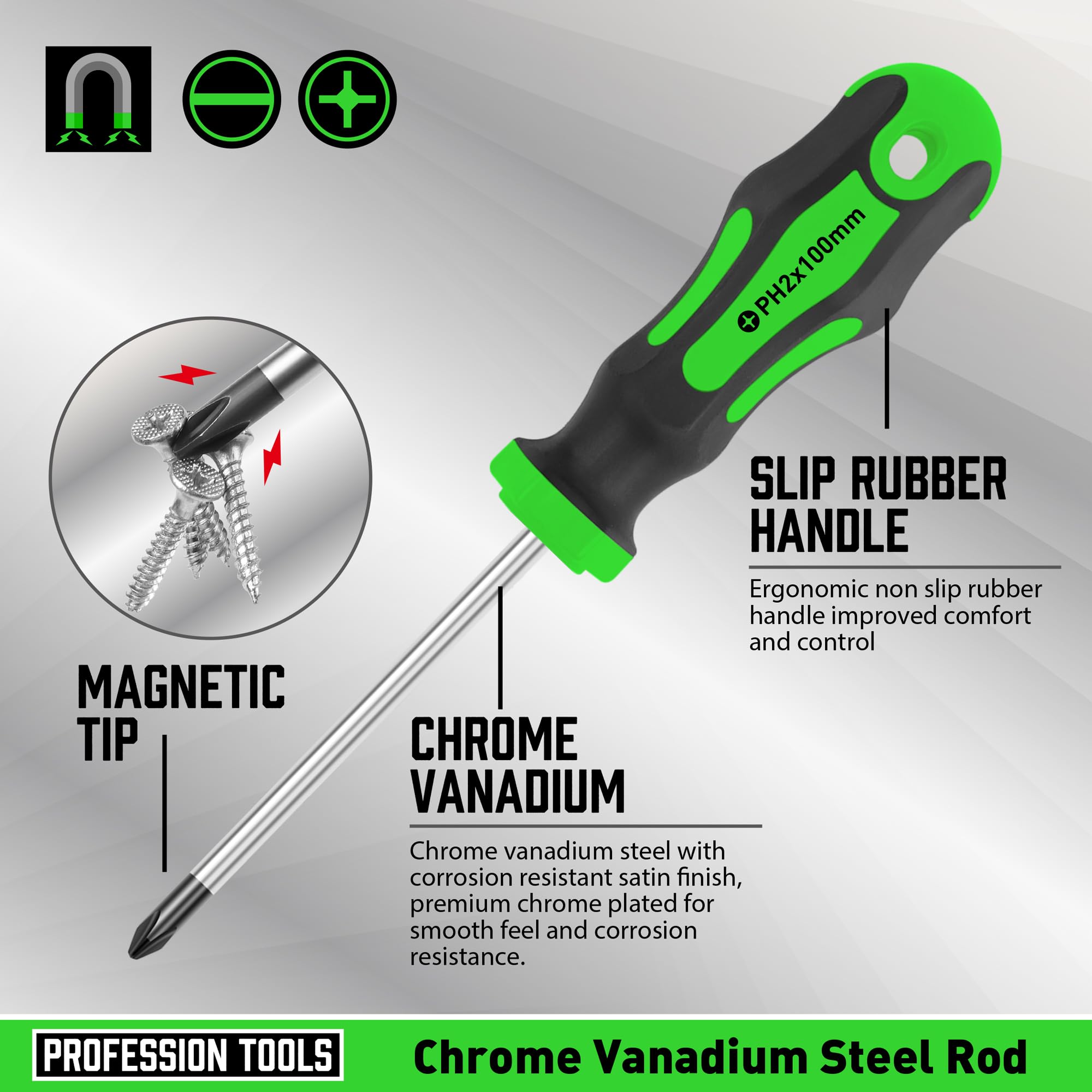 Amartisan 10-Piece Magnetic Screwdrivers Set, 5 Phillips and 5 Slotted Tips Professional Cushion Grip Screwdriver Set 2pcs Portable Multifunction Key Mini Screwdriver (Yellow)