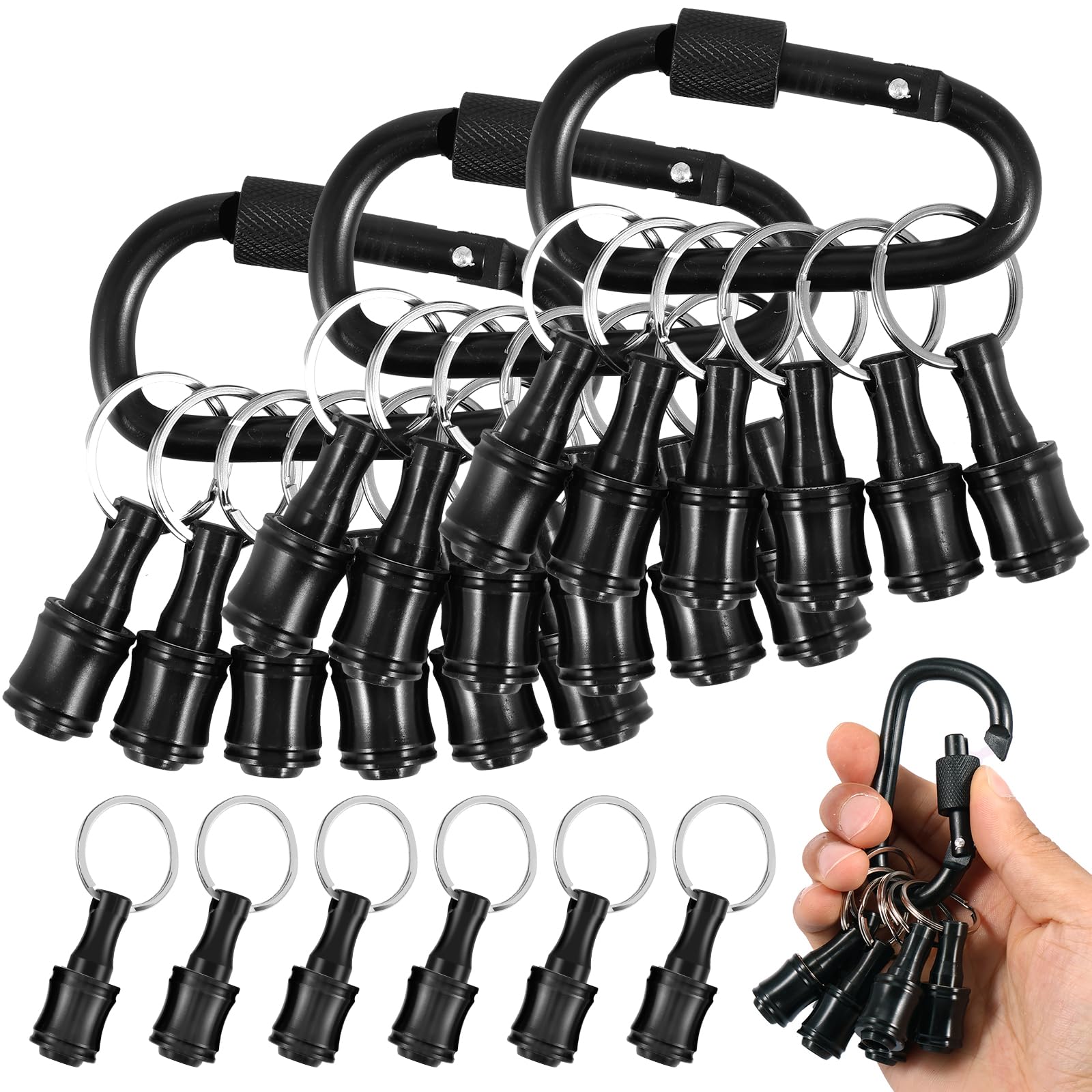 24Pcs Bit Holder Keychain 1/4inch Hex Shaft Screwdriver Bit Holder Portable Extension Bar Keychain Screw Adapter Aluminum Alloy Drill Extension Bit Holder with 4 Carabiner for Screw Driver
