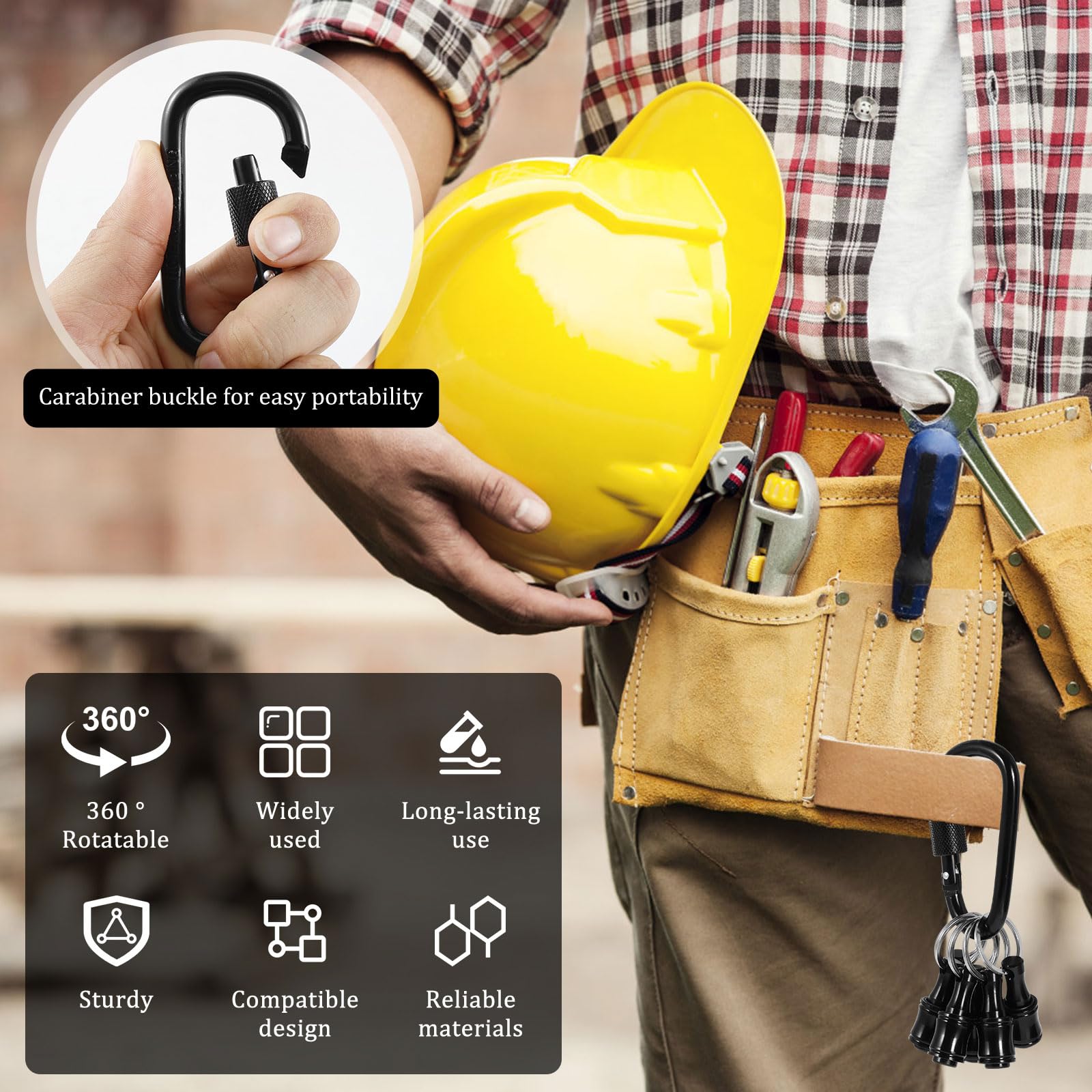 24Pcs Bit Holder Keychain 1/4inch Hex Shaft Screwdriver Bit Holder Portable Extension Bar Keychain Screw Adapter Aluminum Alloy Drill Extension Bit Holder with 4 Carabiner for Screw Driver