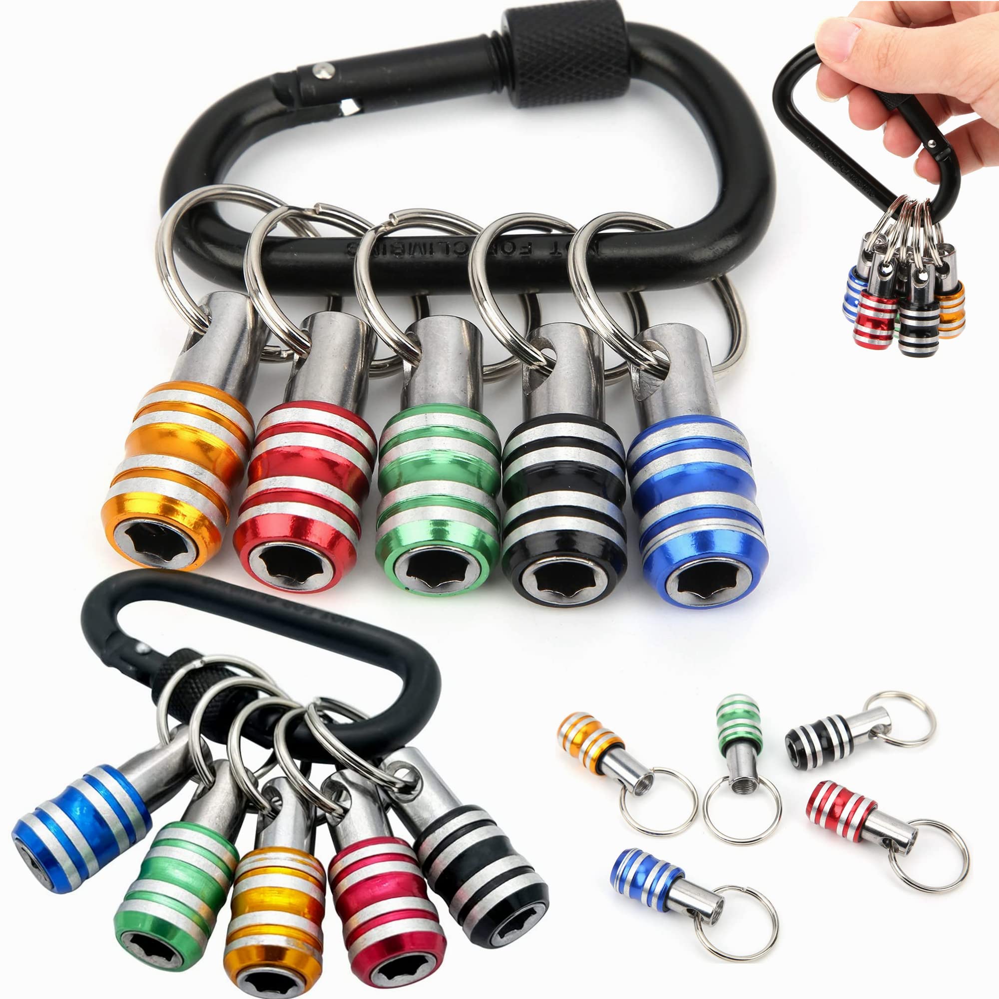 3 Set Bit Holders 1/4 inch Hex Shank Screwdriver Bits Holder Extension Bar Keychain Screw Adapter Drill Change Hand-held Screwdrivers Drill Bits Holder Portable Tools & Home Improvement Gift